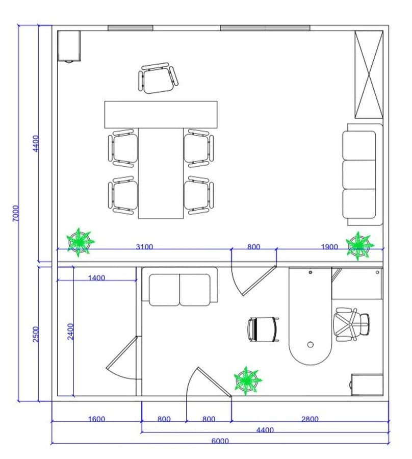 Деление площади на кабинеты для сотрудников, г. Москва, Большая Якиманка, 24 (Президент Отель): фото 2