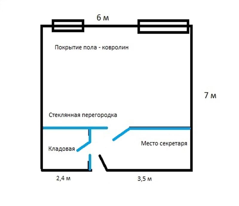 Деление площади на кабинеты для сотрудников: г. Москва, Большая Якиманка, 24 (Президент Отель)