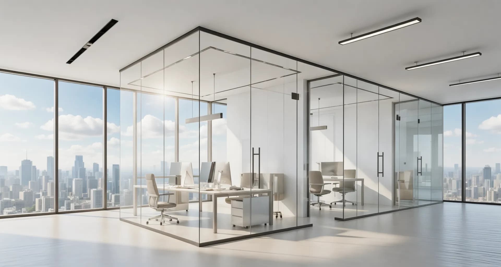 Производство и монтаж стеклянных и офисных перегородок Стеклянные офисные перегородки в современном бизнес-центре Москвы: зонирование open-space
