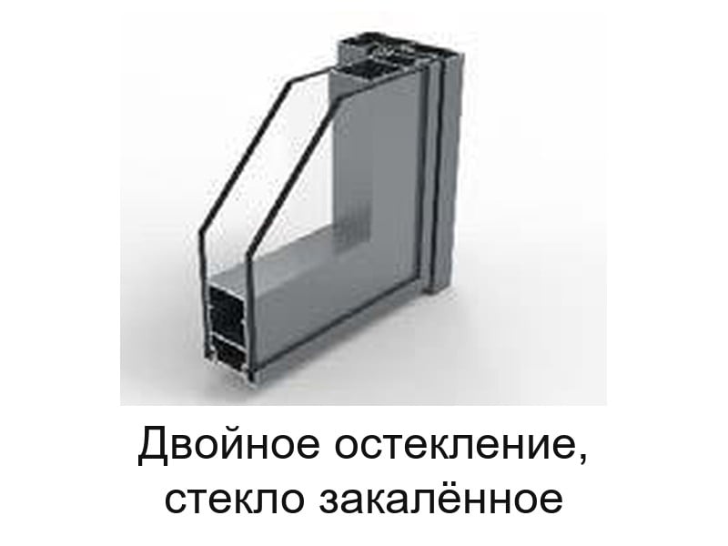 Дверное полотно с двойным остеклением из закалённого стекла