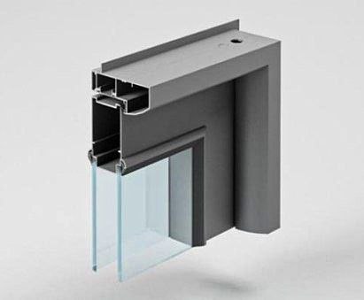 Схема алюминиевого дверного профиля с двойным остеклением для звукоизоляции