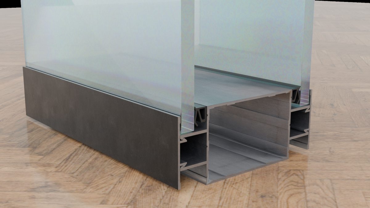 Алюминиевый профиль OFFICE Standart для стеклянных перегородок с двойным остеклением